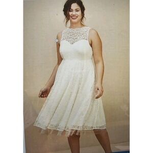 Torrid Ivory Lace Sleeveless Midi Dress Womens 18 Tea-Length Wedding Formal NEW